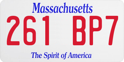 MA license plate 261BP7