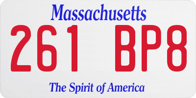 MA license plate 261BP8