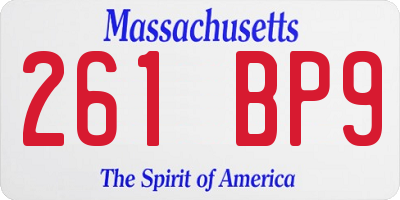 MA license plate 261BP9