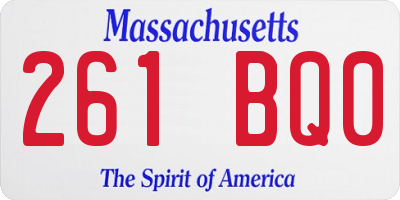 MA license plate 261BQ0