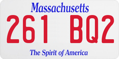 MA license plate 261BQ2