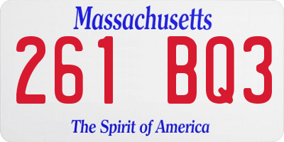 MA license plate 261BQ3