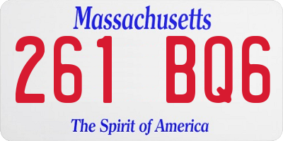 MA license plate 261BQ6