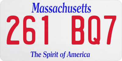 MA license plate 261BQ7