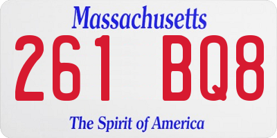 MA license plate 261BQ8