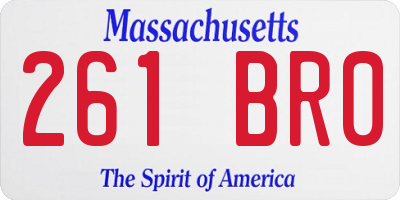 MA license plate 261BR0