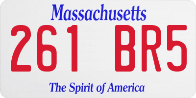 MA license plate 261BR5