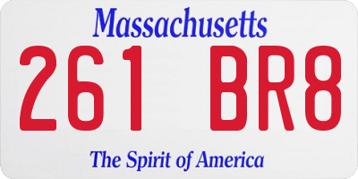 MA license plate 261BR8
