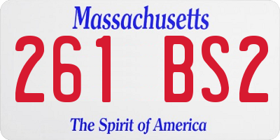 MA license plate 261BS2