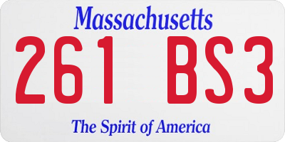 MA license plate 261BS3