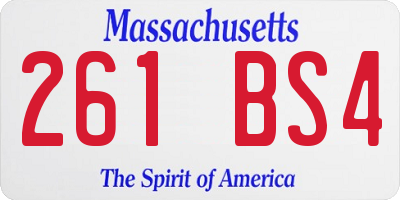 MA license plate 261BS4