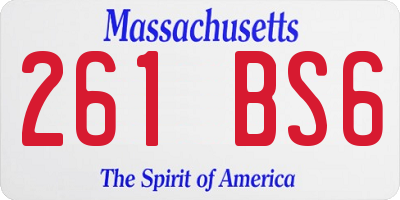 MA license plate 261BS6