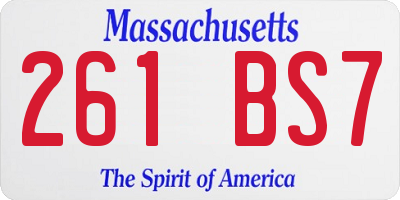 MA license plate 261BS7