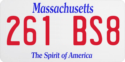 MA license plate 261BS8
