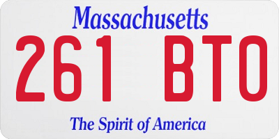 MA license plate 261BT0