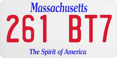 MA license plate 261BT7