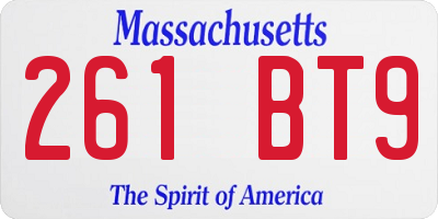 MA license plate 261BT9