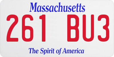 MA license plate 261BU3