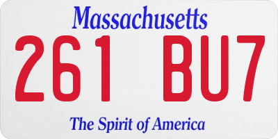 MA license plate 261BU7
