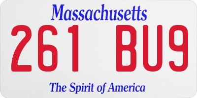 MA license plate 261BU9