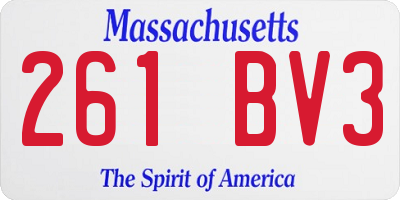 MA license plate 261BV3