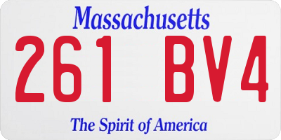 MA license plate 261BV4