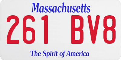 MA license plate 261BV8