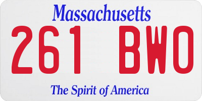 MA license plate 261BW0