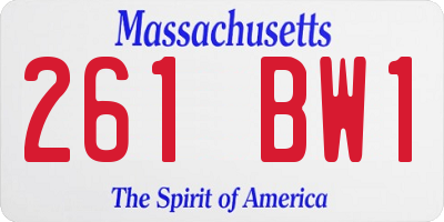 MA license plate 261BW1