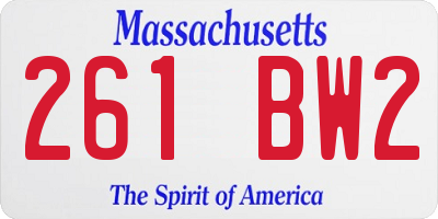 MA license plate 261BW2