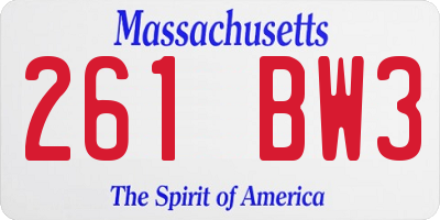 MA license plate 261BW3