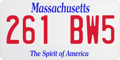 MA license plate 261BW5