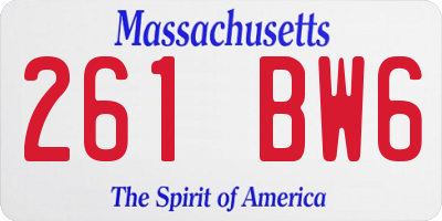 MA license plate 261BW6