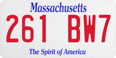 MA license plate 261BW7