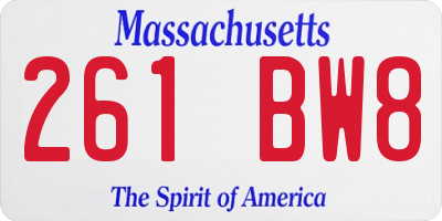 MA license plate 261BW8