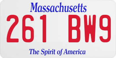 MA license plate 261BW9