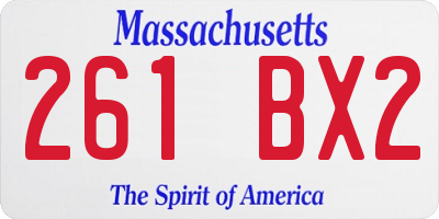MA license plate 261BX2