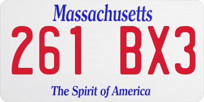 MA license plate 261BX3