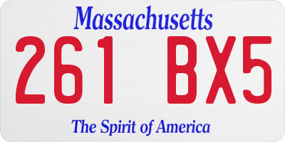 MA license plate 261BX5