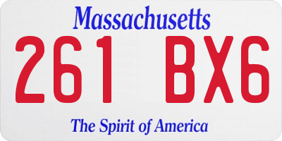 MA license plate 261BX6