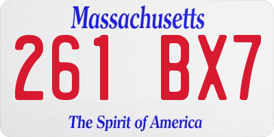 MA license plate 261BX7