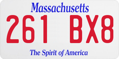 MA license plate 261BX8