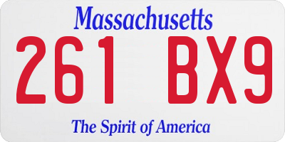MA license plate 261BX9
