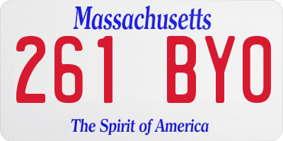 MA license plate 261BY0