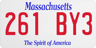 MA license plate 261BY3