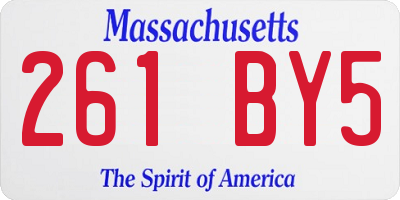 MA license plate 261BY5