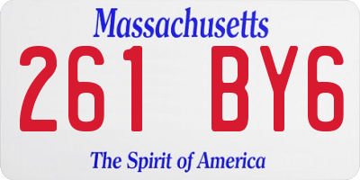 MA license plate 261BY6