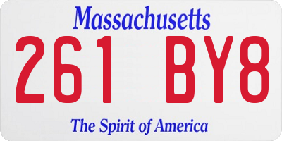 MA license plate 261BY8
