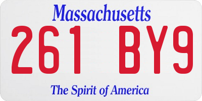 MA license plate 261BY9