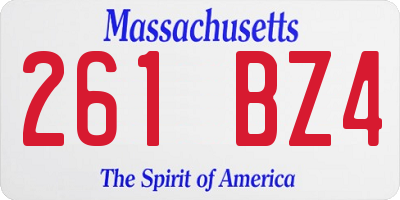 MA license plate 261BZ4